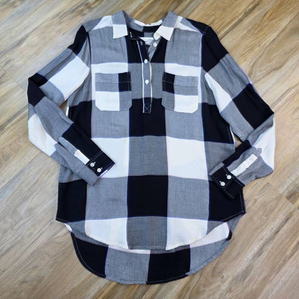☔️🩵Universal Thread Buffalo Plaid Long Sleeve Top Medium - Picture 2 of 12